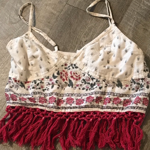 Free People Tops - Free People tank crop with fringe size small